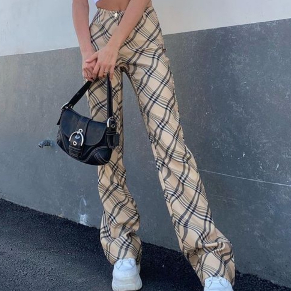 I.AM.GIA Plaid Beige Women's Pants